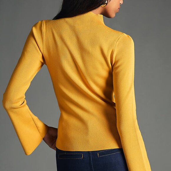 NWT Maeve By Anthropologie Bell Sleeve Mock Neck Sweater Orange - Picture 6 of 11